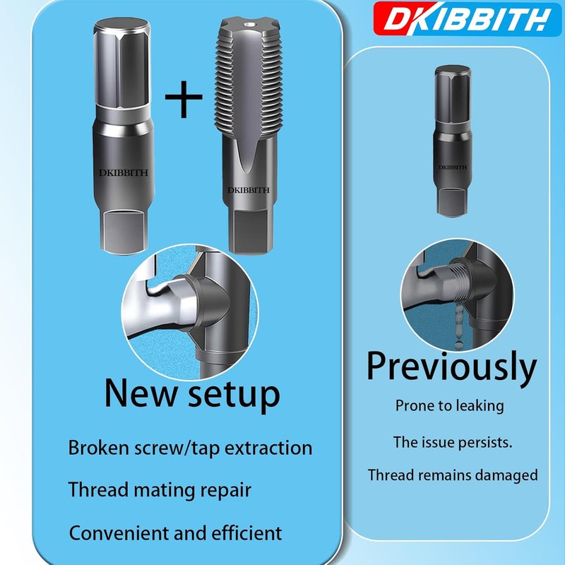 DKIBBITH 2-Piece Pipe Extractor and NPT Tap Set 3/4" - Heavy Duty Carbon Steel Tools for Removing Broken Threaded Pipes & Cutting Accurate NPT Threads - Plumbers Mechanics DIY with Storage Case. - Image 3